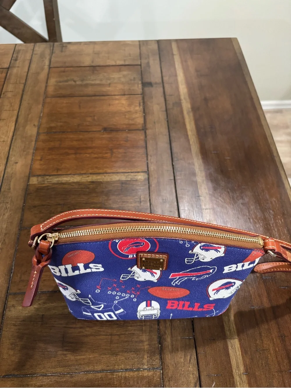 Dooney & Bourke Blue and Red Buffalo Bills Cosmetic Crossbody Purse